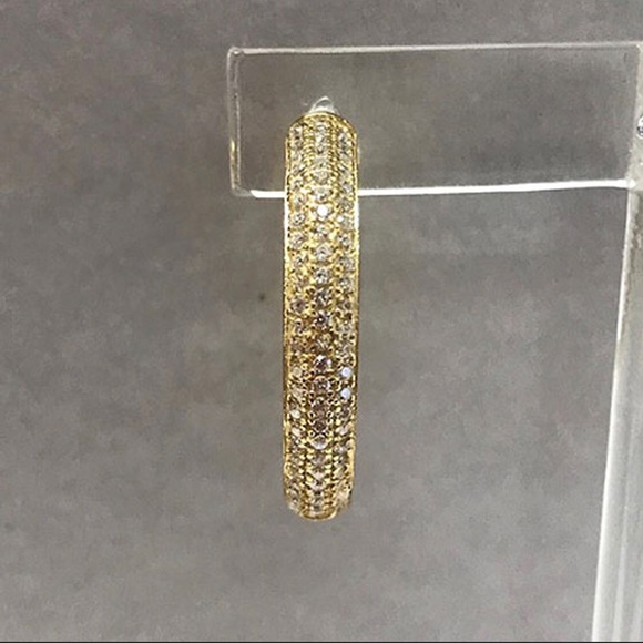 14K Gold Vermeil Infinity Pavé Hoop Earrings-Boutique - Picture 2 of 5